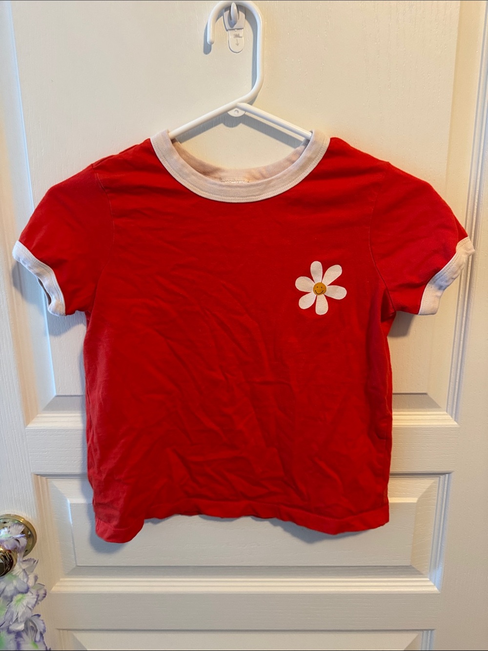 Hanna Andersson Red Ringer Tee with White Daisy Graphic